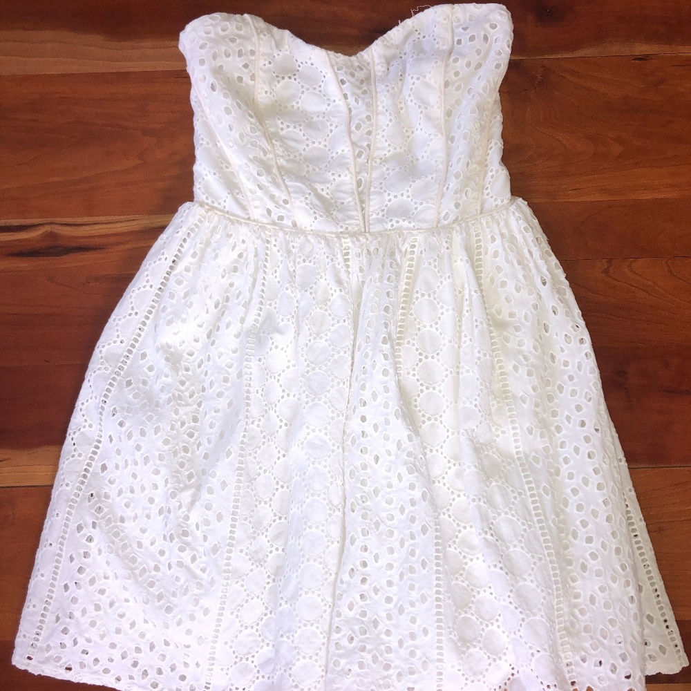 white strapless mini dress